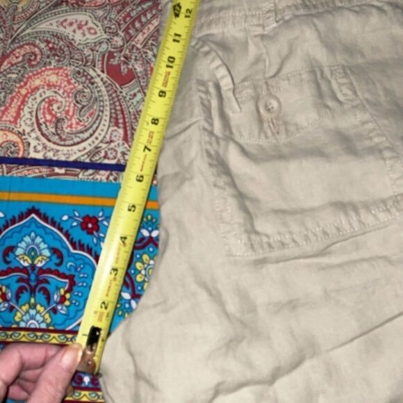 LIZ CLAIBORNE Liz wear khaki linen drawstring 4 pocket shorts - Picture 13 of 16